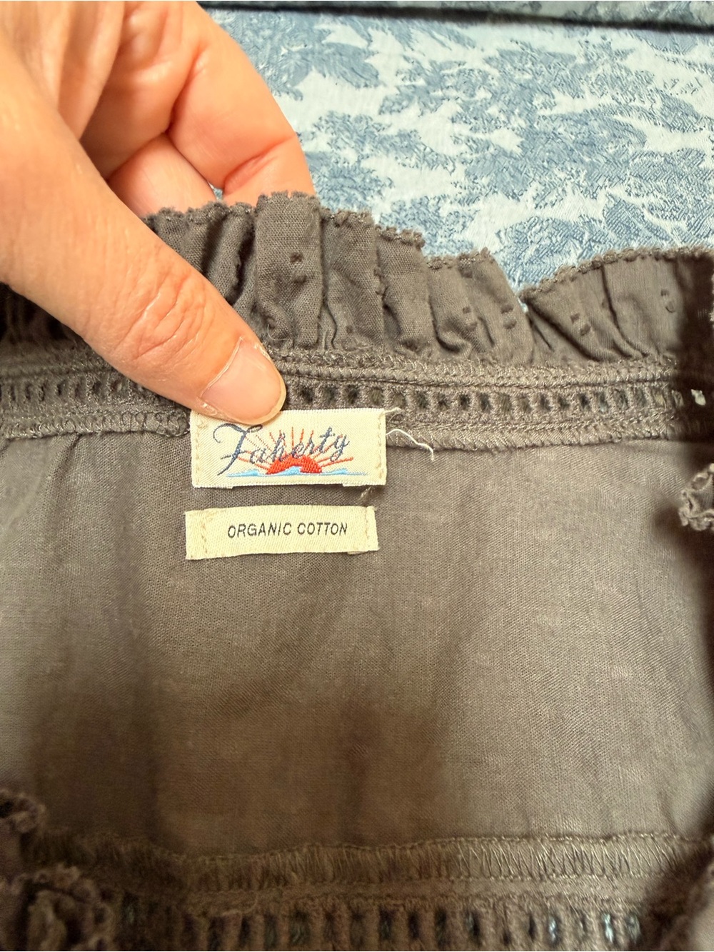 Faherty Gray Ruffled Willa Button-Down Blouse - Picture 4 of 5